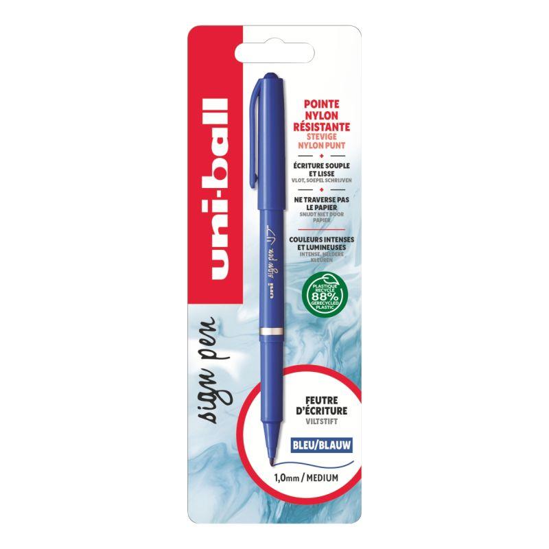 Ref. 62272, Blister de 1 feutre Sign Pen bleu, marque UNIBALL