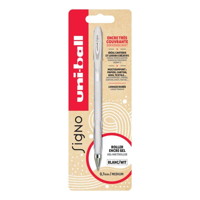 Ref. 62278, Blister de 1 roller Signo pailleté blanc, marque UNIBALL