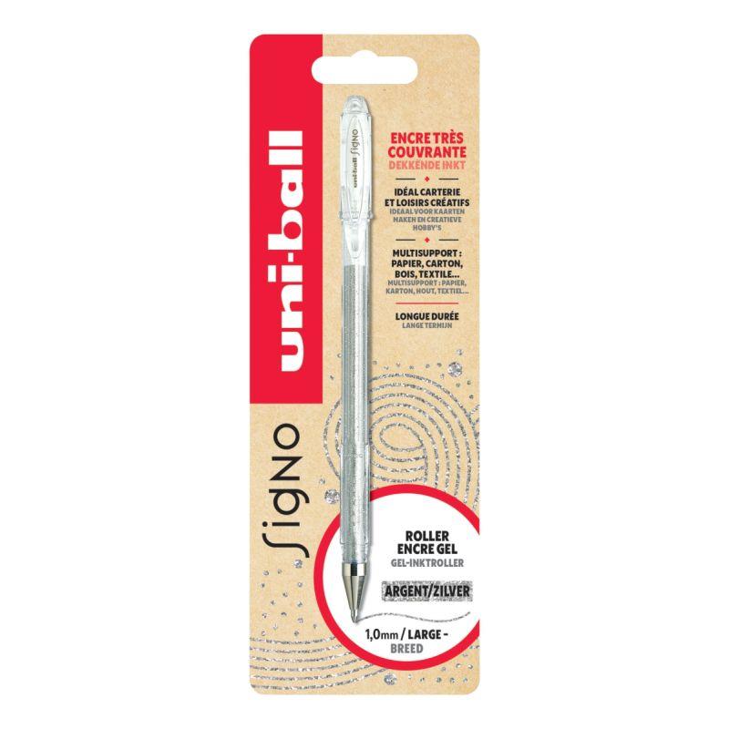 Ref. 62279, Blister 1 roller Signo pailleté argent, marque UNIBALL