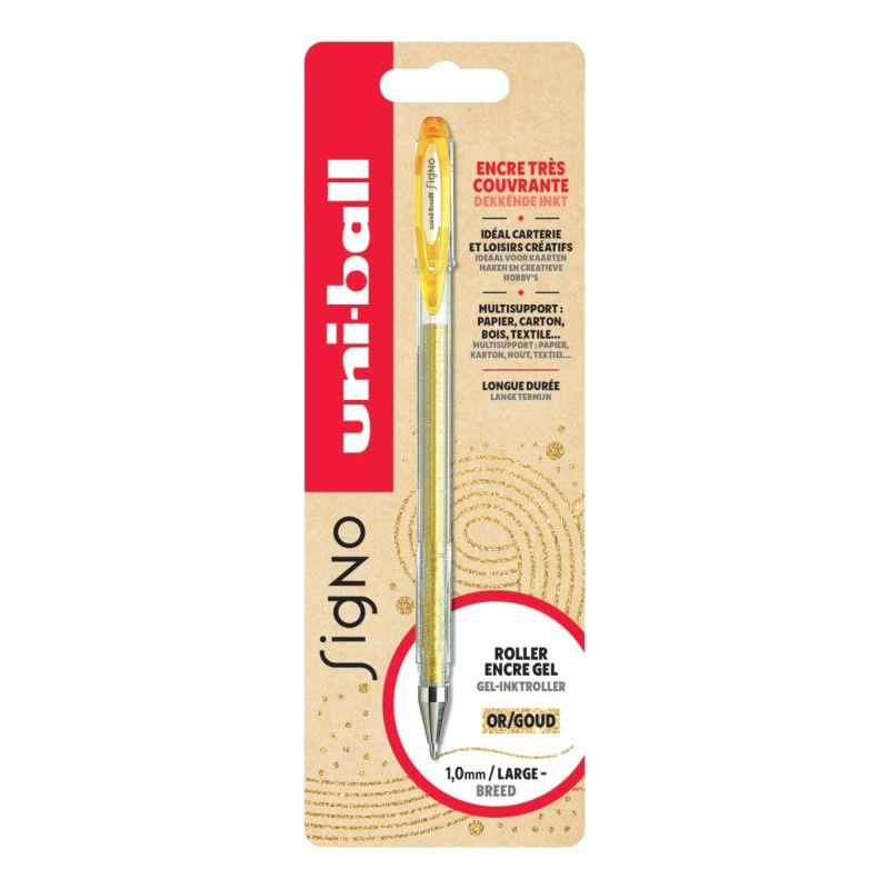 Ref. 62280, Blister 1 roller Signo pailleté or, marque UNIBALL