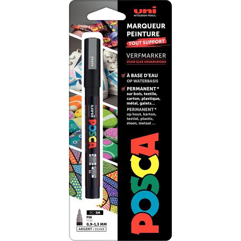 Ref. 62289, Blister de 1 marqueur PC3M pointe fine argent, marque UNIBALL