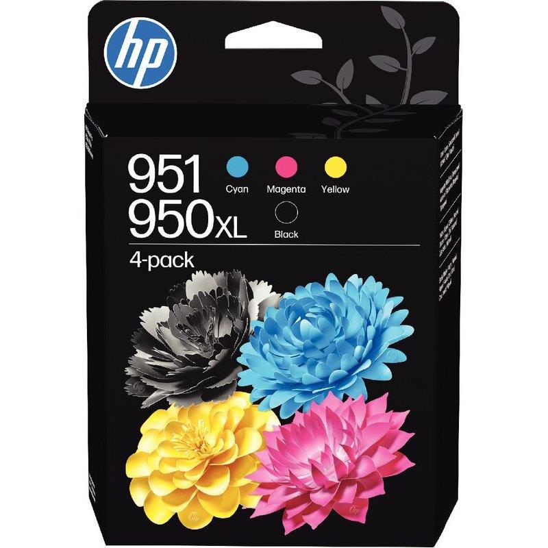 Ref. 62325, Lot 4 cartouches jet d''encre HP 950XL/951 noir cyan magenta jaune haute capacité authentique, marque HP