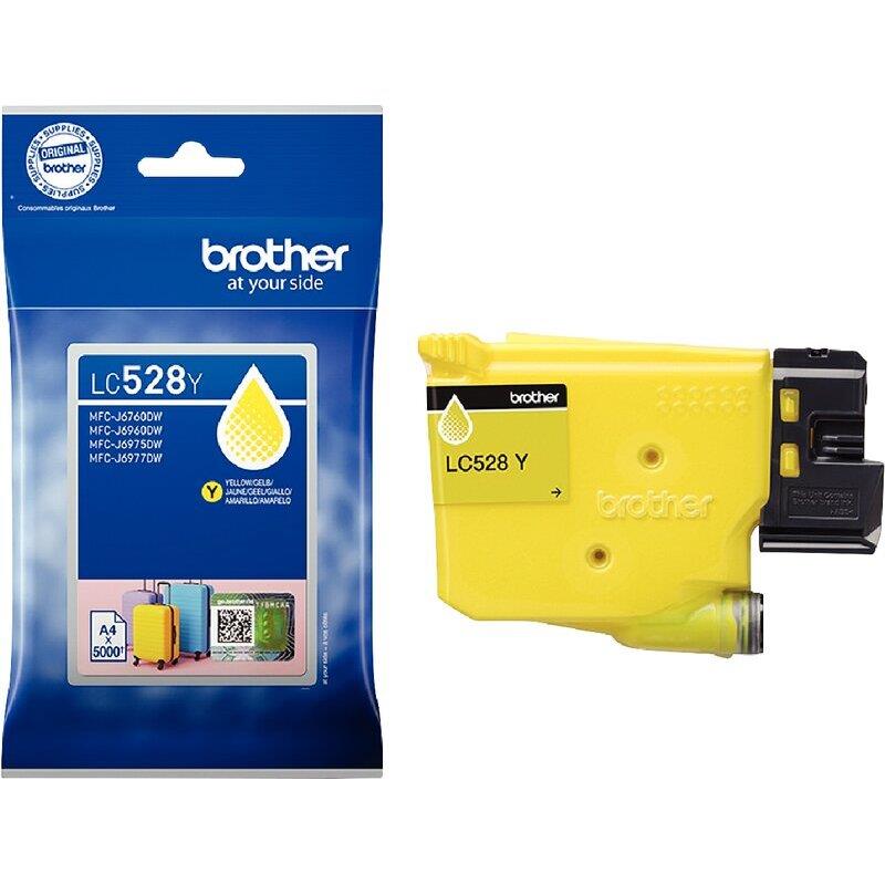 Ref. 62344, Cartouche jet d''encre Brother VALISE LC528Y jaune authentique, marque BROTHER