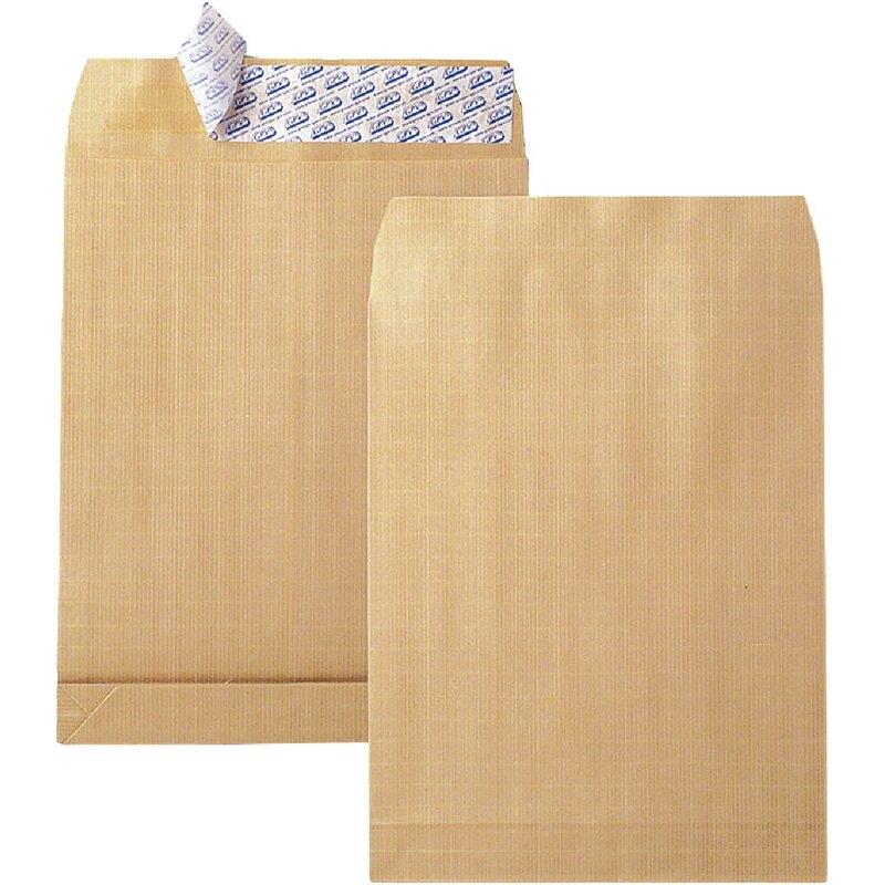 Ref. 62346, Paquet de 50 pochettes kraft armé 260x330mm 120g soufflet 20mm bande siliconée, marque GPV