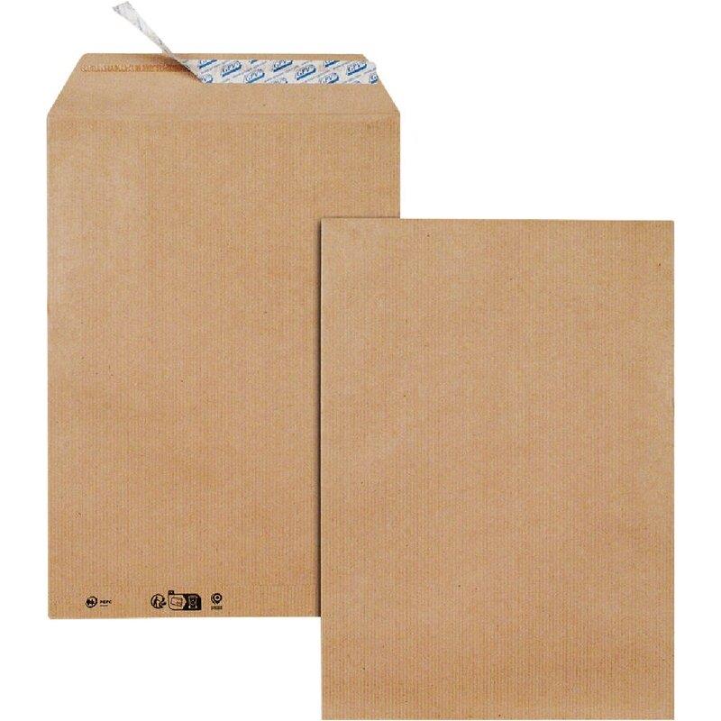 Ref. 62347, Carton de 250 pochettes kraft 29x324mm 90g bande siliconée, marque GPV