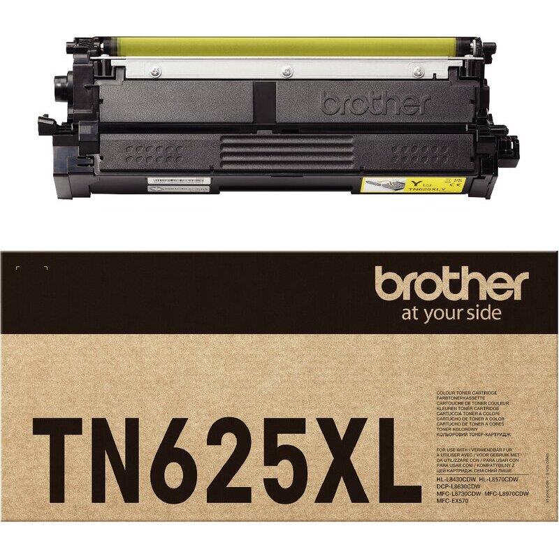 Ref. 62379, Brother TN625XLY toner laser jaune authentique haute capacité, marque BROTHER