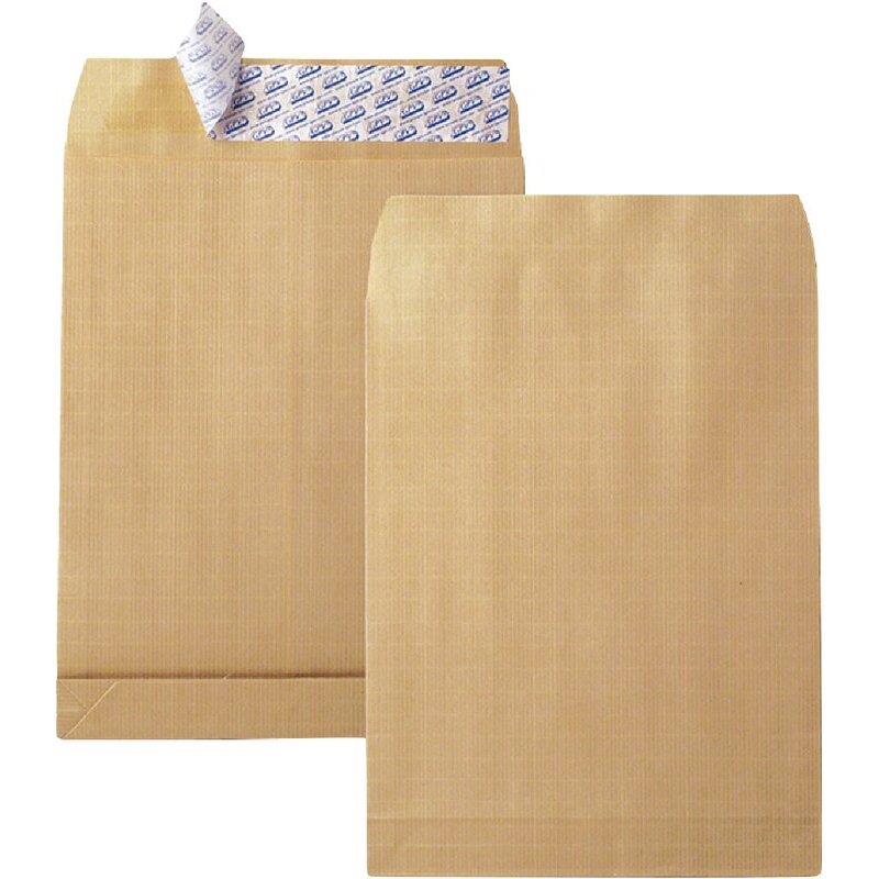 Ref. 62385, Paquet de 5 pochettes kraft armé 260x330mm 120g soufflet 30mm bande siliconée, marque GPV
