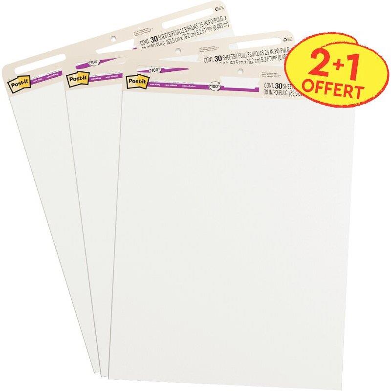 Ref. 62401, Pack 3 meeting chart post it  super sticky, marque 3M