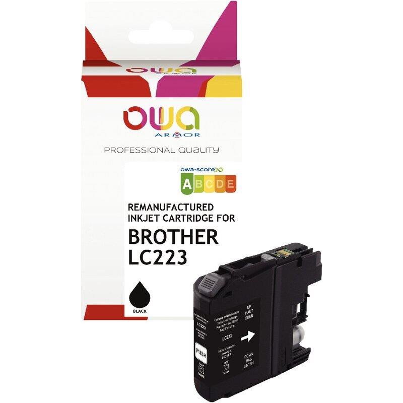 Ref. 62426, OWA Cartouche jet d''encre noir compatible BROTHER CERF VOLANT (LC223BK), marque ARMOR