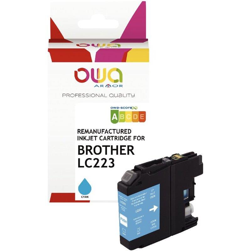 Ref. 62427, OWA Cartouche jet d''encre cya compatible BROTHER CERF VOLANT (LC223C), marque ARMOR