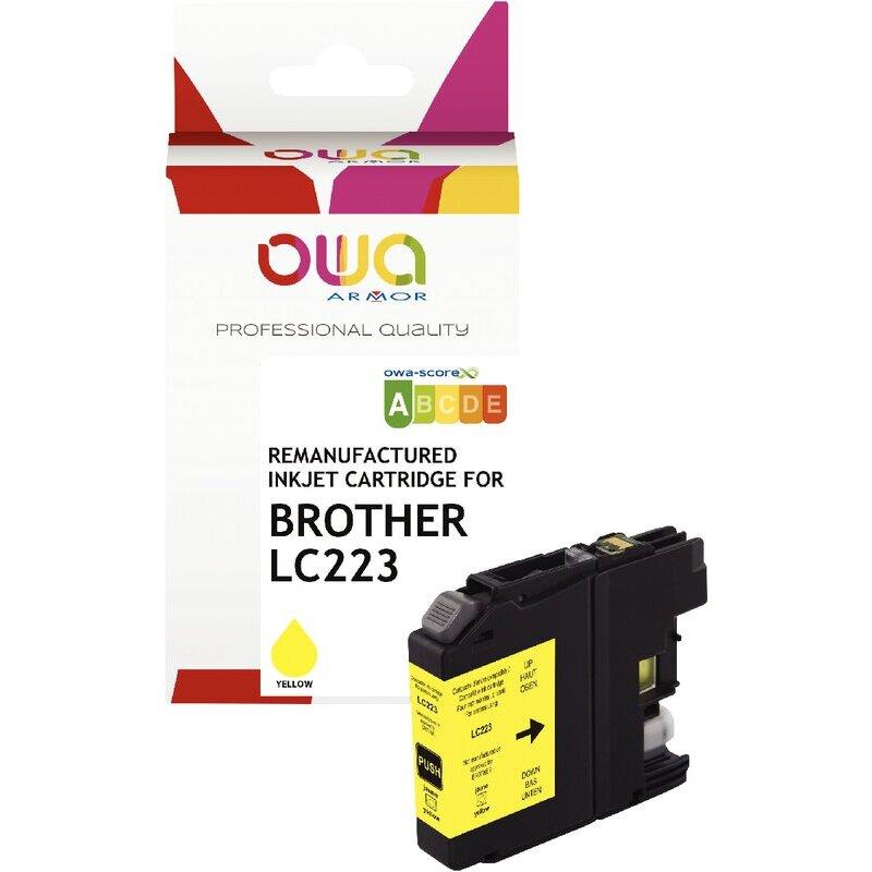 Ref. 62439, OWA Cartouche jet d''encre jaune compatible BROTHER CERF VOLANT (LC223Y), marque ARMOR