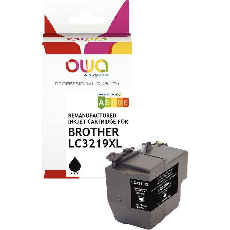 Ref. 62447, OWA Cartouche jet d''encre noire haute capacité compatible BROTHER LIVRE (LC3219XLBK), marque ARMOR