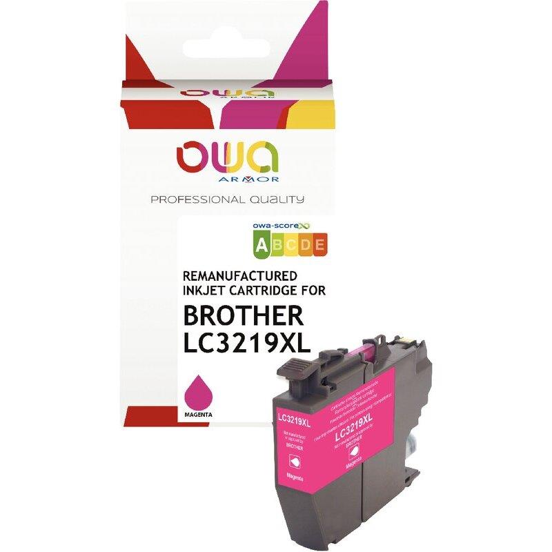 Ref. 62449, OWA Cartouche jet d''encre magenta haute capacité compatible BROTHER LIVRE (LC3219XLM), marque ARMOR