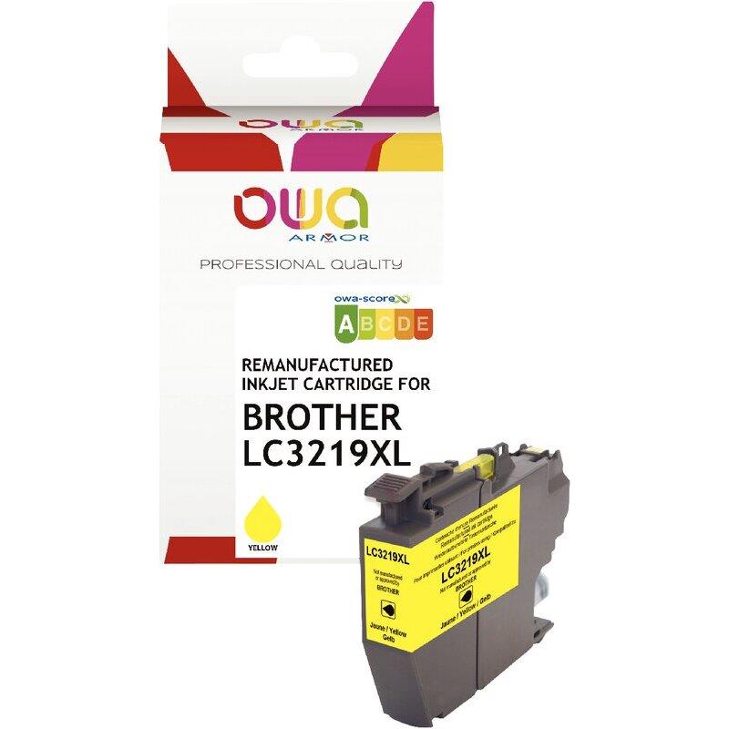 Ref. 62450, OWA Cartouche jet d''encre jaune haute capacité compatible BROTHER LIVRE (LC3219XLY), marque ARMOR