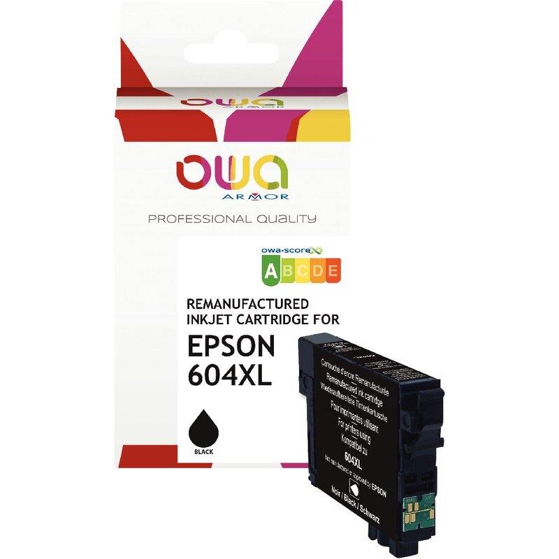 Ref. 62454, OWA Cartouches jet d''encre noir haute capacité compatible EPSON ANANAS 604XL (T10H140), marque ARMOR