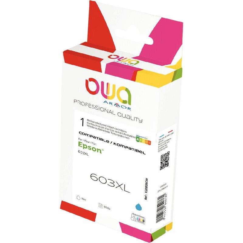 Ref. 62459, OWA Cartouche jet d''encre cyan haute capacité compatible EPSON ETOILE DE MER 603XL (T03A24), marque ARMOR
