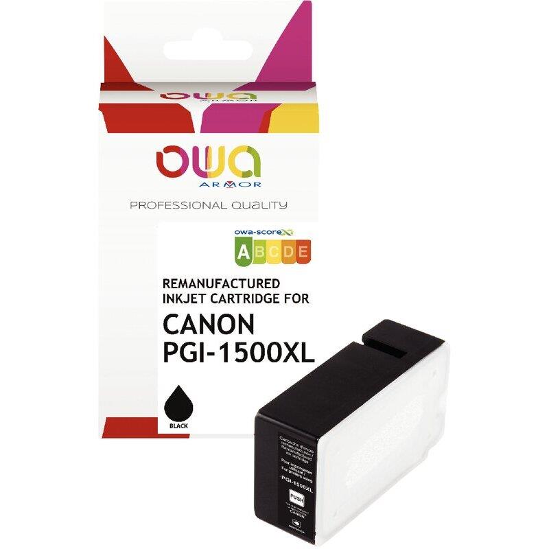 Ref. 62490, OWA Cartouche jet d''encre noir haute capacité compatible CANON PGI1500XL (9182B001), marque ARMOR