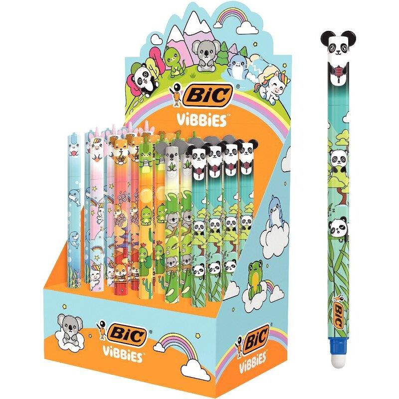 Ref. 62492, Présentoir de 24 stylos gel effaçable Vibbies assortis, marque BIC