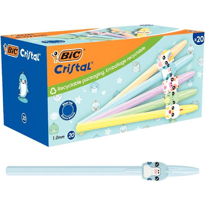 Ref. 62493, Boite de 20 stylos cristal figurines assortis, marque BIC