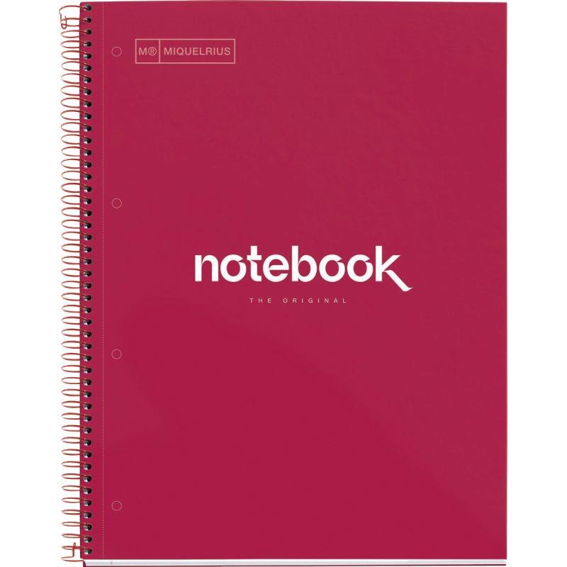 Image de  NOTEBOOK MIQUELRIUS format A4, 80 feuilles 90g, quadrillé 5x5, couverture carton rigide rouge 
