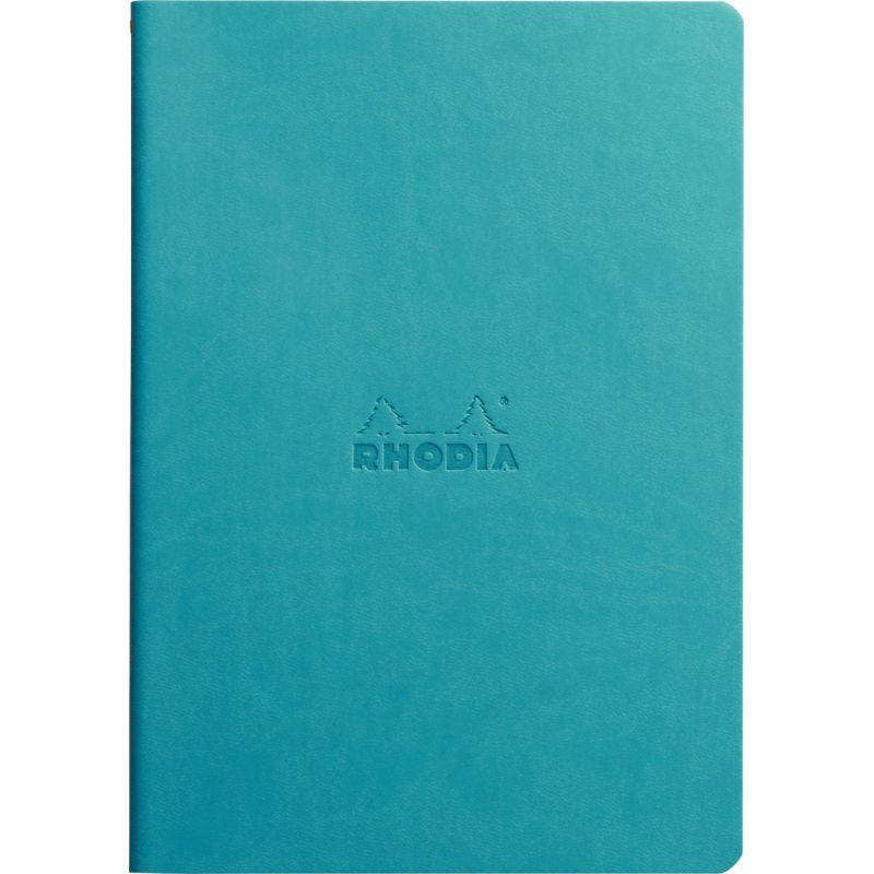Image de  Carnet piqué 64 pages RHODIARAMA format A5, ligné, bleu turquoise 