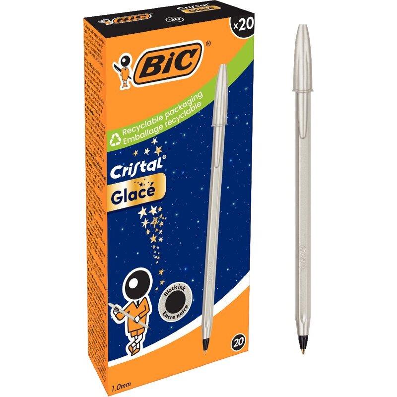 Ref. 62790, Boite de 20 stylos Cristal Glacé argent, marque BIC
