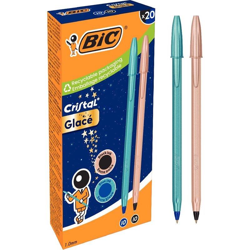 Ref. 62791, Boite de 20 stylos Cristal Glacé bleu et rose, marque BIC