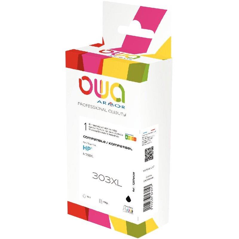 Ref. 62881, OWA Cartouche jet d''encre noir haute capacité compatible HP 303XL (T6N03AE), marque ARMOR