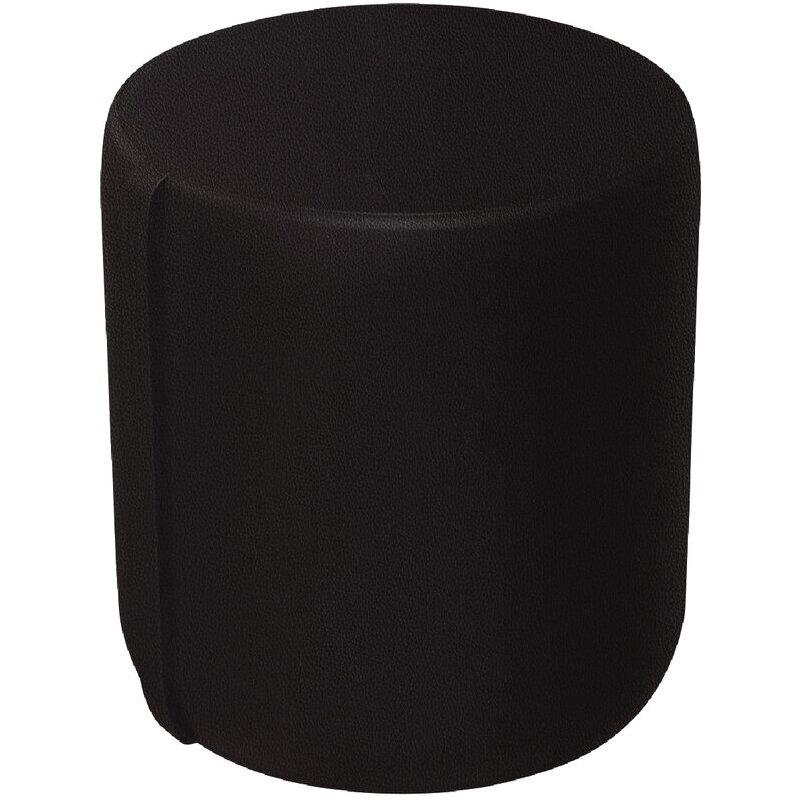 Ref. 62957, Pouf Hizia Ø38cm simili cuir noir, marque ALBA