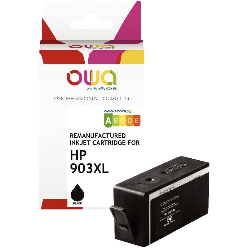 Ref. 62977, OWA Cartouche jet d''encre noir haute capacité compatible HP 903XL (T6M15AE), marque ARMOR