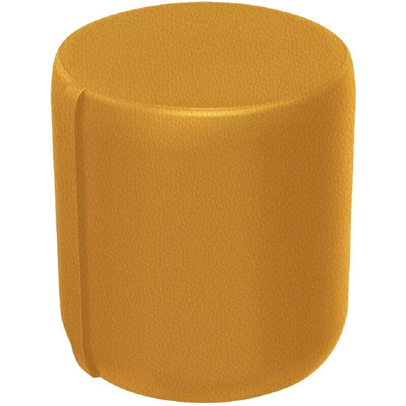 Ref. 62988, Pouf Hizia Ø38cm simili cuir jaune moutarde, marque ALBA