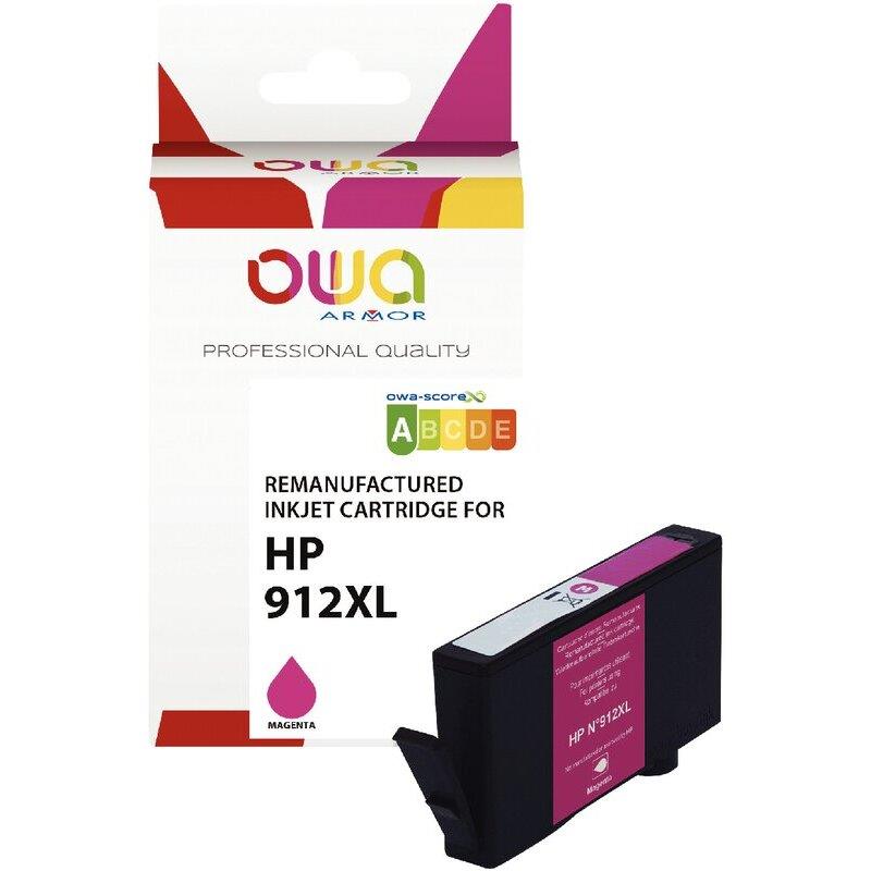Ref. 62993, OWA Cartouche jet d''encre magenta haute capacité compatible HP 912XL (3YL82AE), marque ARMOR
