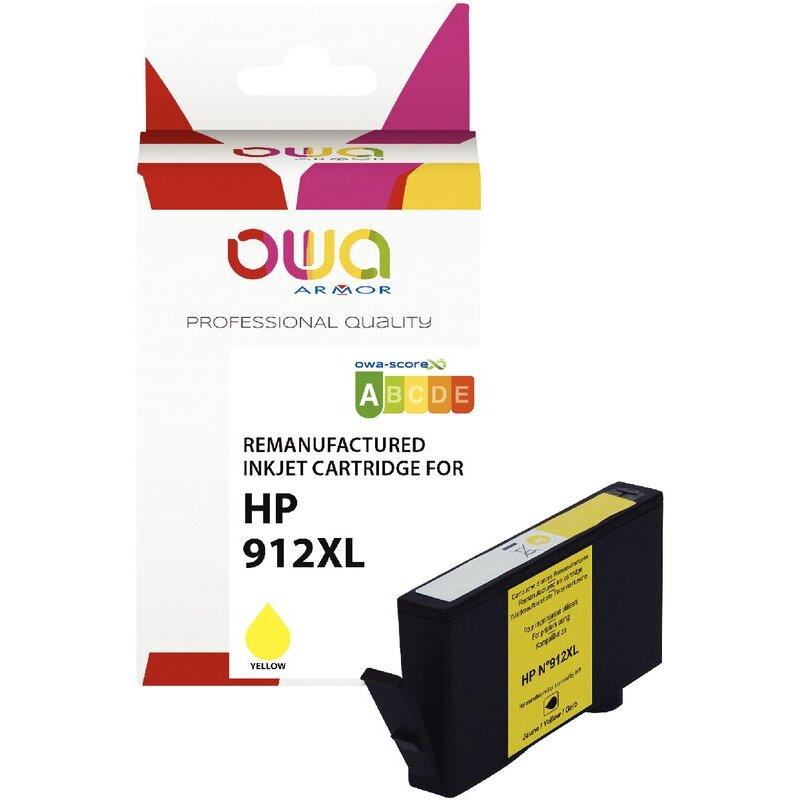 Ref. 62994, OWA Cartouche jet d''encre jaune haute capacité compatible HP 912XL (3YL83AE), marque ARMOR