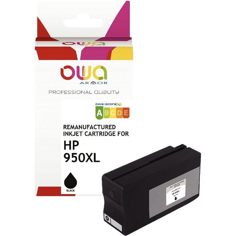 Ref. 63025, OWA Cartouche jet d''encre noir haute capacité compatible HP 950 XL (CN045AE), marque ARMOR