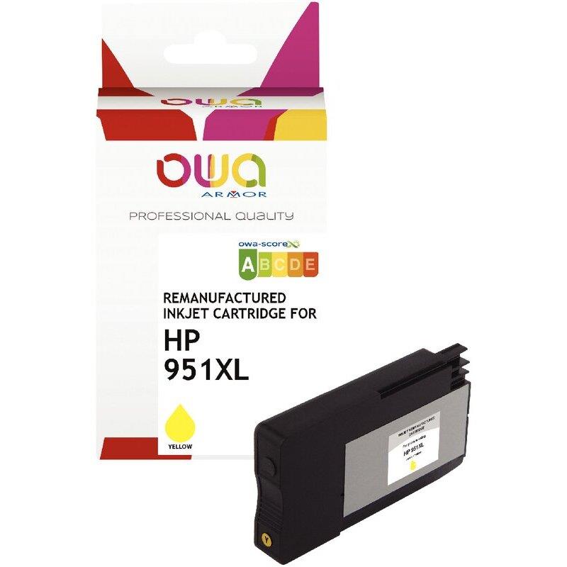 Ref. 63028, OWA Cartouche jet d''encre jaune haute capacité compatible HP 951XL (CN048AE), marque ARMOR