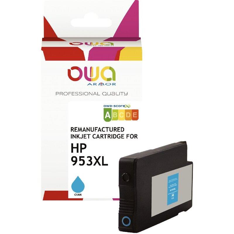 Ref. 63031, OWA Cartouche jet d''encre noir haute capacité compatible HP 953XL (F6U16AE), marque ARMOR