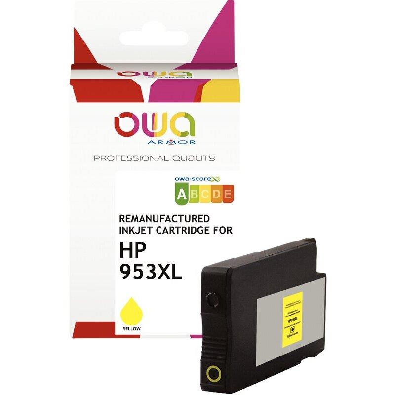 Ref. 63033, OWA Cartouche jet d''encre jaune haute capacité compatible HP 953XL (F6U18AE), marque ARMOR