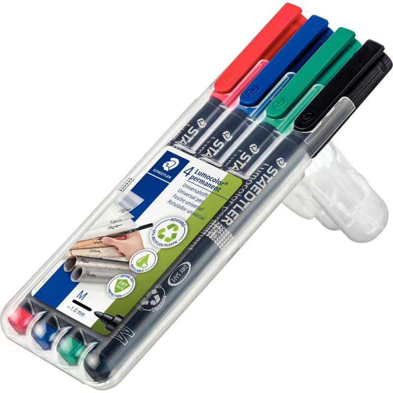 Image de  Pochette de 4 feutres Lumocolor permanents 1,0mm assortis 