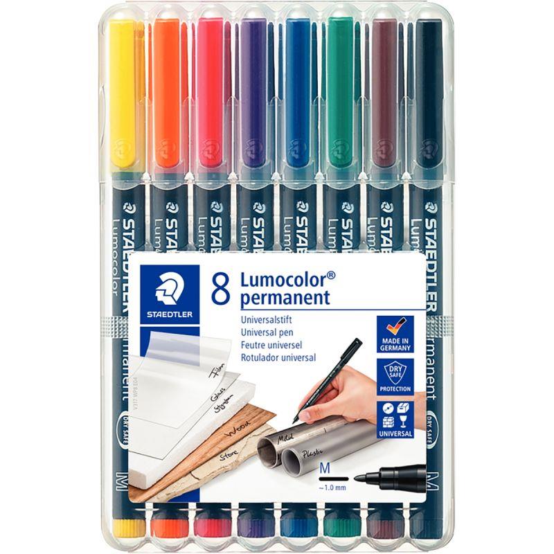 Image de  Pochette de 8 feutres Lumocolor permanents 1,0mm assortis 