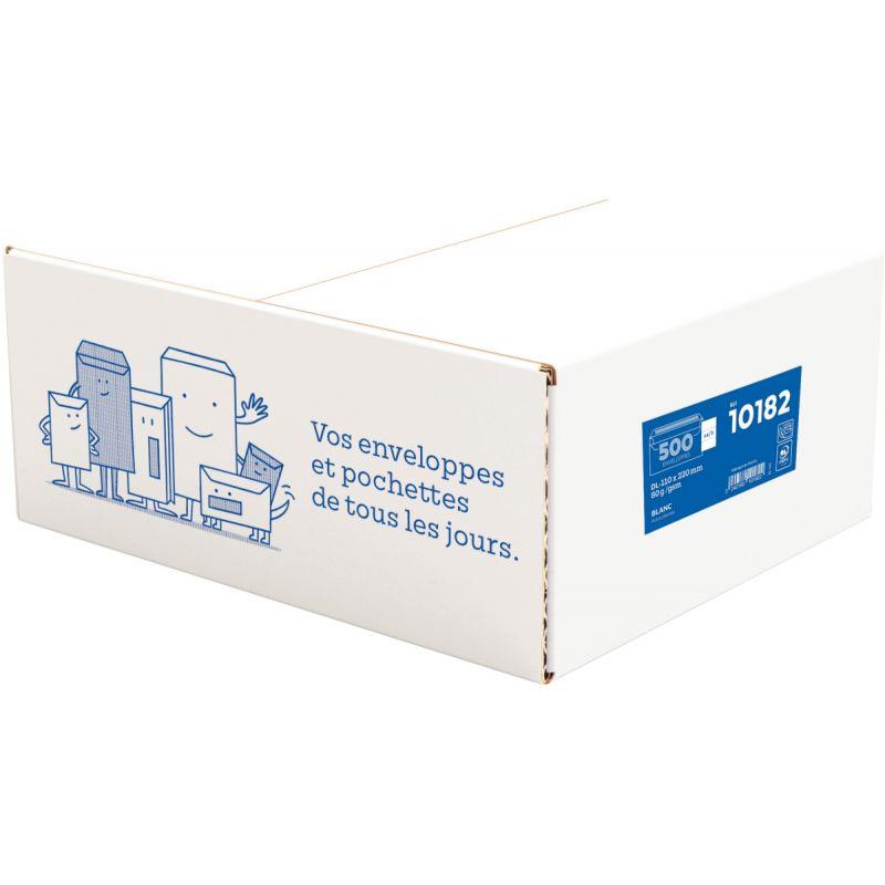 Image de  Boite de 500 enveloppes blanches 110x220mm 80g autocollante 