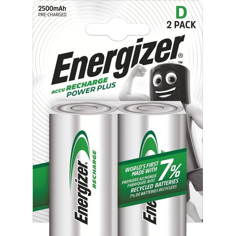 Ref. 64512, Blister 2 accu Energizer type D / HR20 2500 mAh, marque ENERGIZER