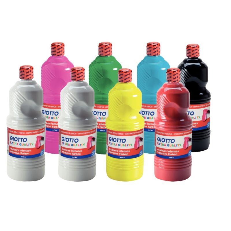 Image de  Carton de 8 Flacons 1L de gouache liquide GIOTTO dont 1 litre offert, couleurs assorties 1 