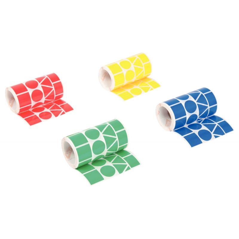 Image de  Lot de 4 rouleaux de maxi gommettes géométriques adhésives, couleurs vives assorties 