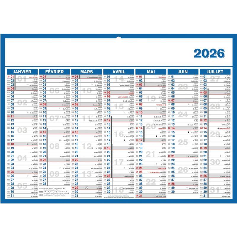 Image de  Calendrier semestriel 7 mois par face 19x26,5cm souple 