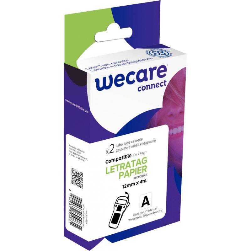 Image de  Pack de 2 rubans letratag papier S0721510 noir sur blanc 12 mm x 4 m compatible 