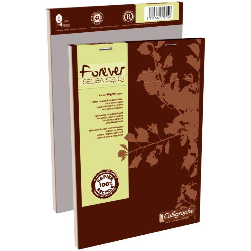 Image de  Bloc de bureau FOREVER papier recyclé 70g, 100 feuilles format A5, quadrillé 5x5 