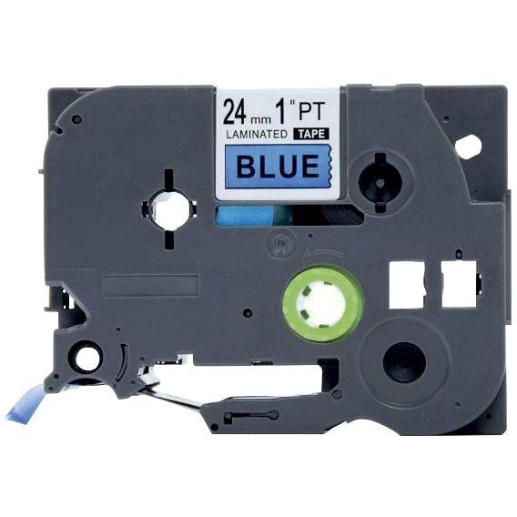 Ref. 75581, Recharge Brother TZE noir sur bleu 24 mm x 8 m compatible, marque LAMA