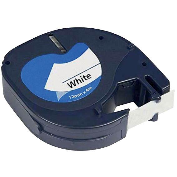 Ref. 75616, Recharge Dymo letratag noir sur blanc 12 mm x 2 m compatible, marque LAMA