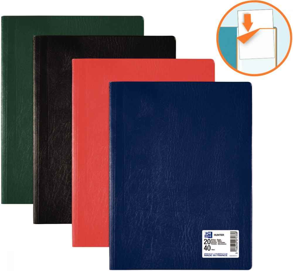 Image de  Carton de 5 protège-documents HUNTER 80 vues 40 pochettes coloris assortis 