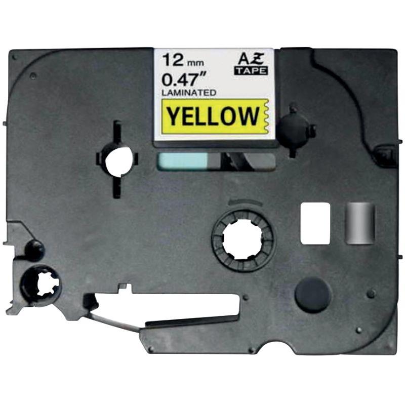 Ref. 76182, Recharge TZE noir sur jaune 12 mm x 8m compatible, marque LAMA